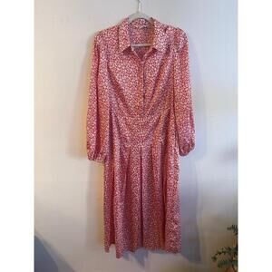 Boden Printed Long Sleeve Pleated‎ Skirt Collared Shirt Dress Size 8R